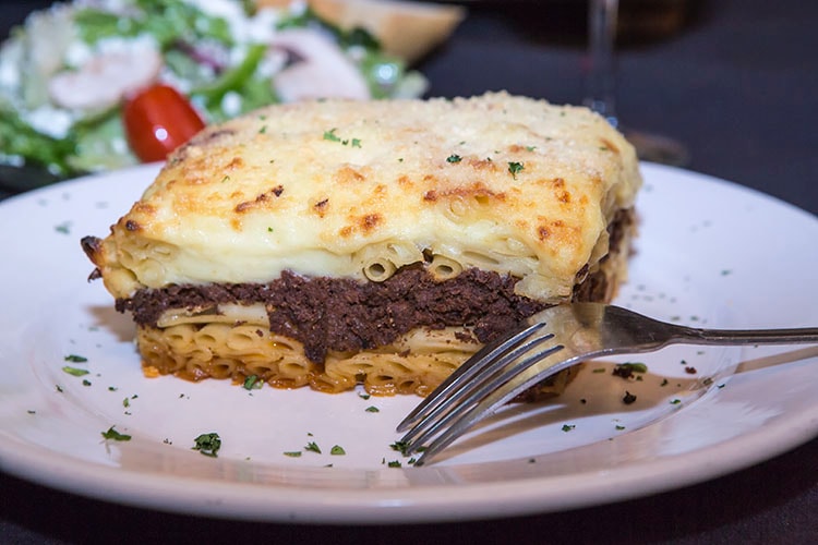 Fazzi's homemade pastitsio with béchamel and seasoned beef